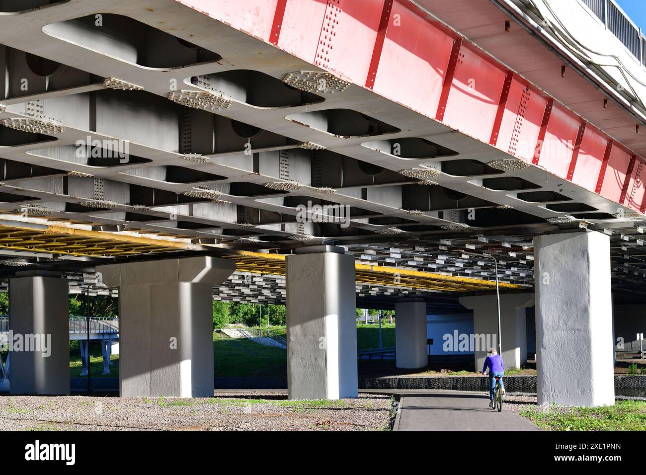 Automobile bridge across the river Skhodnya to Zelenograd in Moscow, Russia Stock Photo