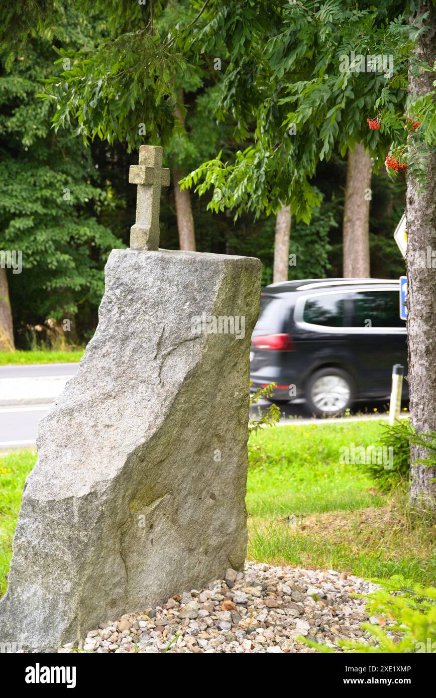 Death in a serious traffic accident - traffic victims memorial Stock Photo