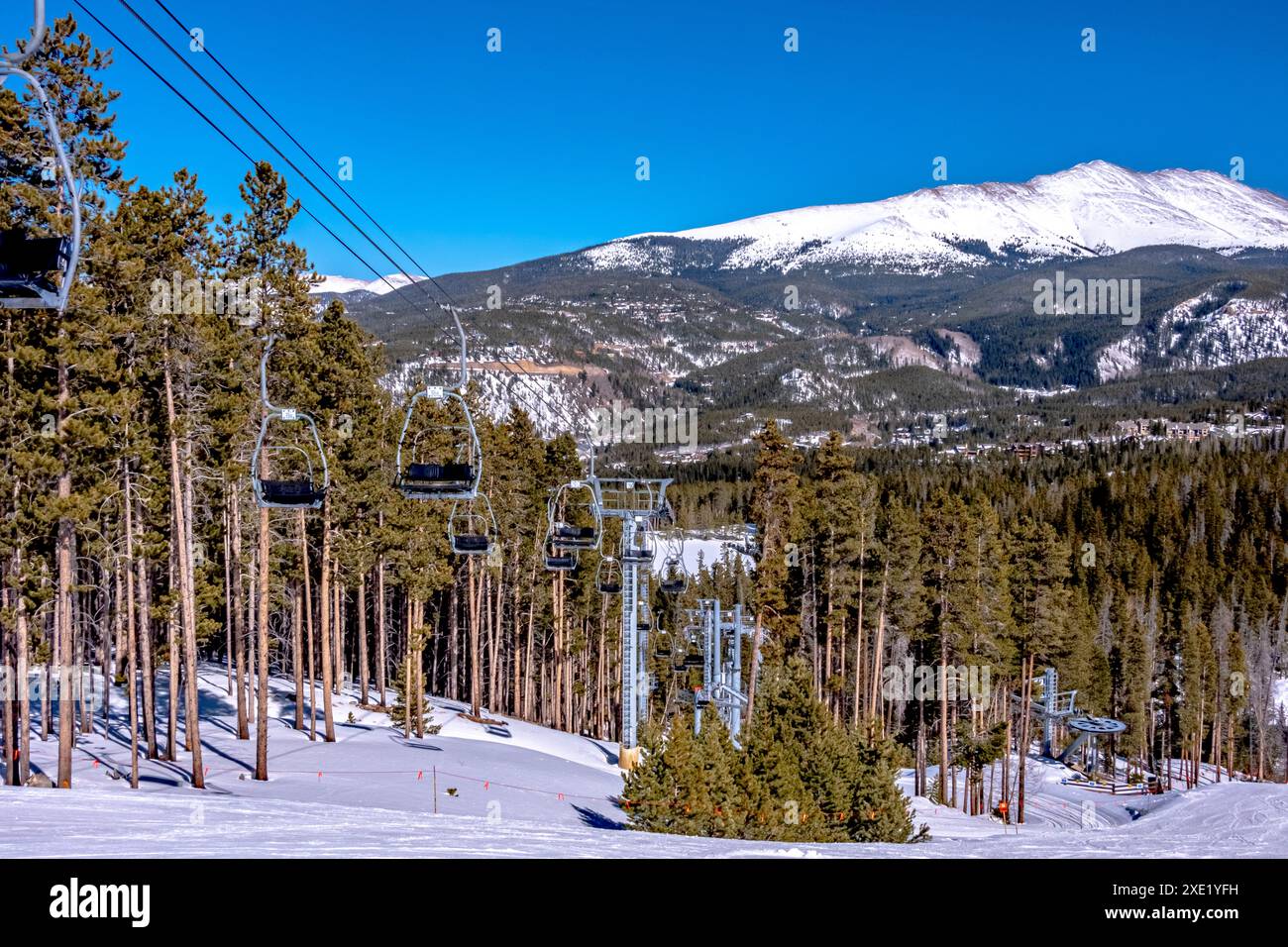 Snow covered trails in breckenridge colorado in spring Stock Photo