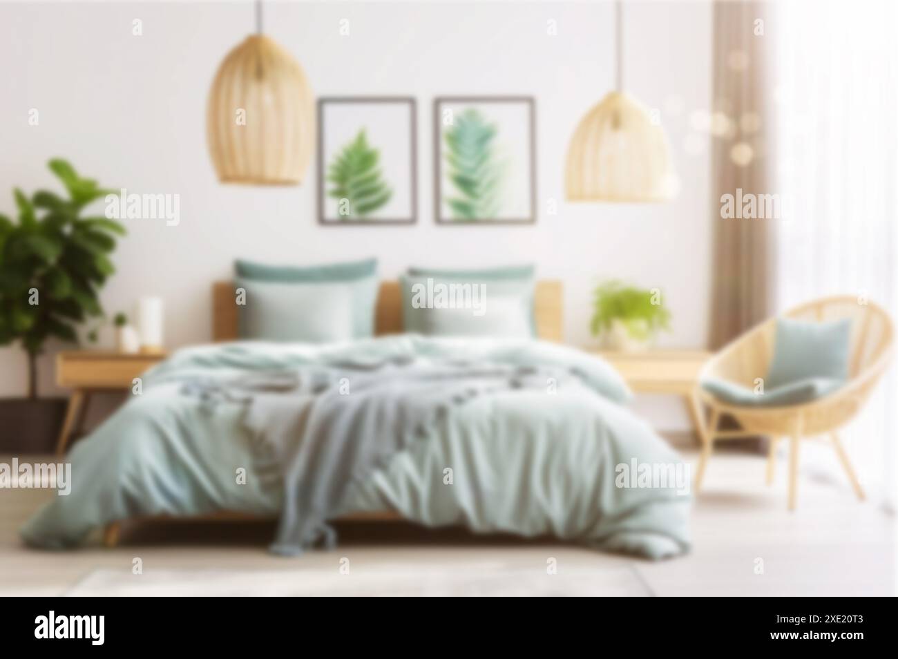 Abstract blur bedroom interior for background. Stock Photo