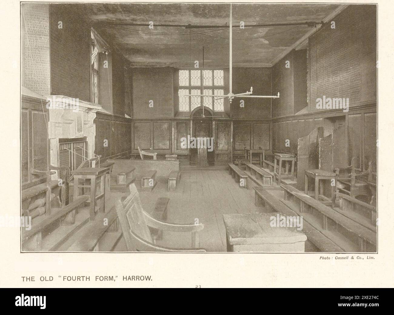 The old 'Fourth form' Harrow. London. 1910 Stock Photo