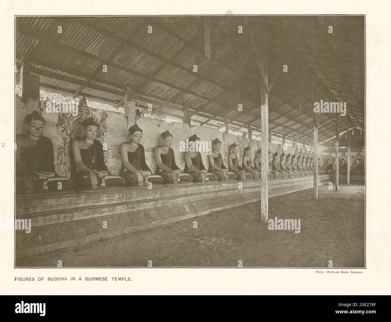 Figures of Buddha in a Burmese temple. Burma. 1910 Stock Photo