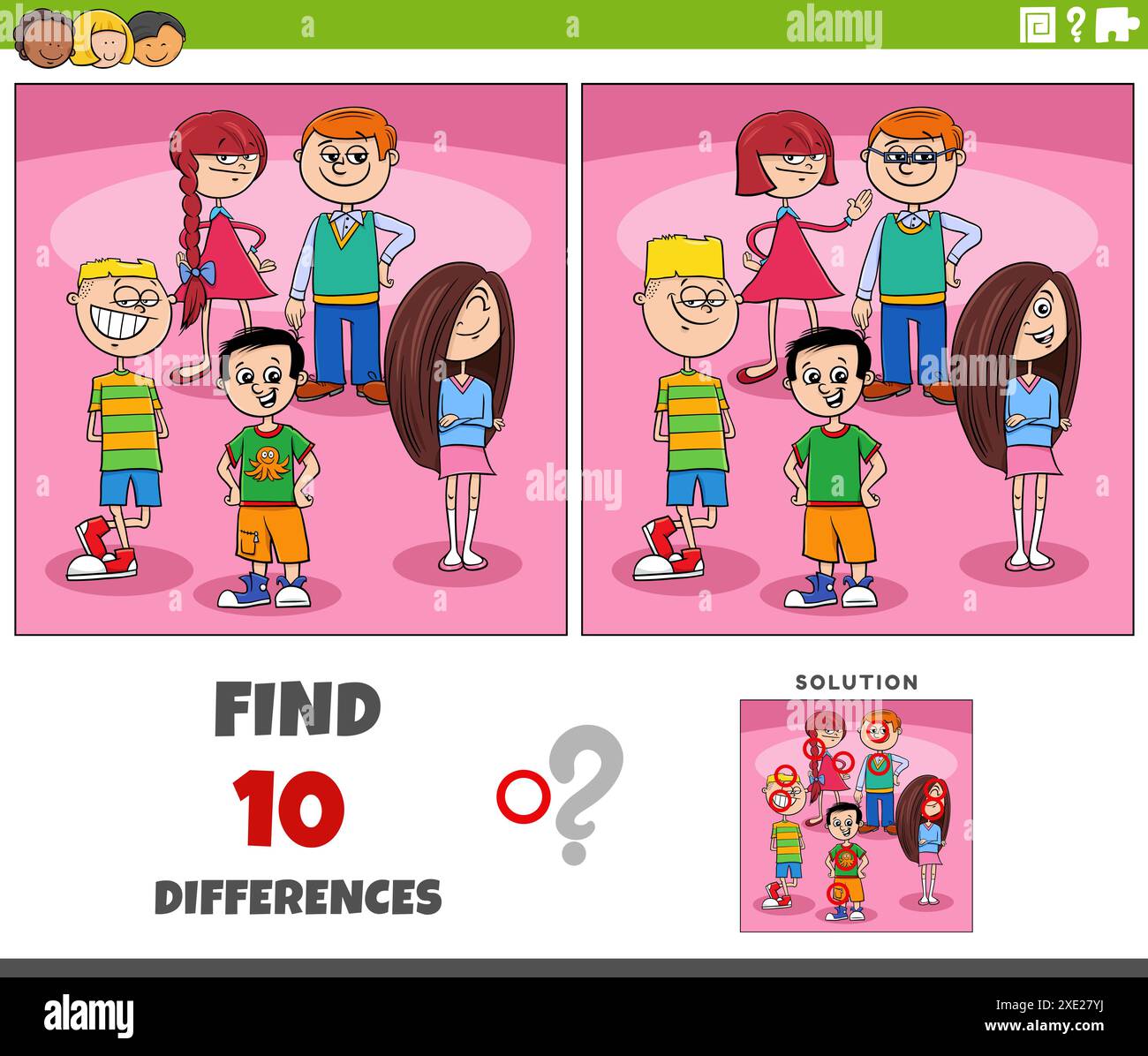 Cartoon illustration of finding the differences between pictures ...