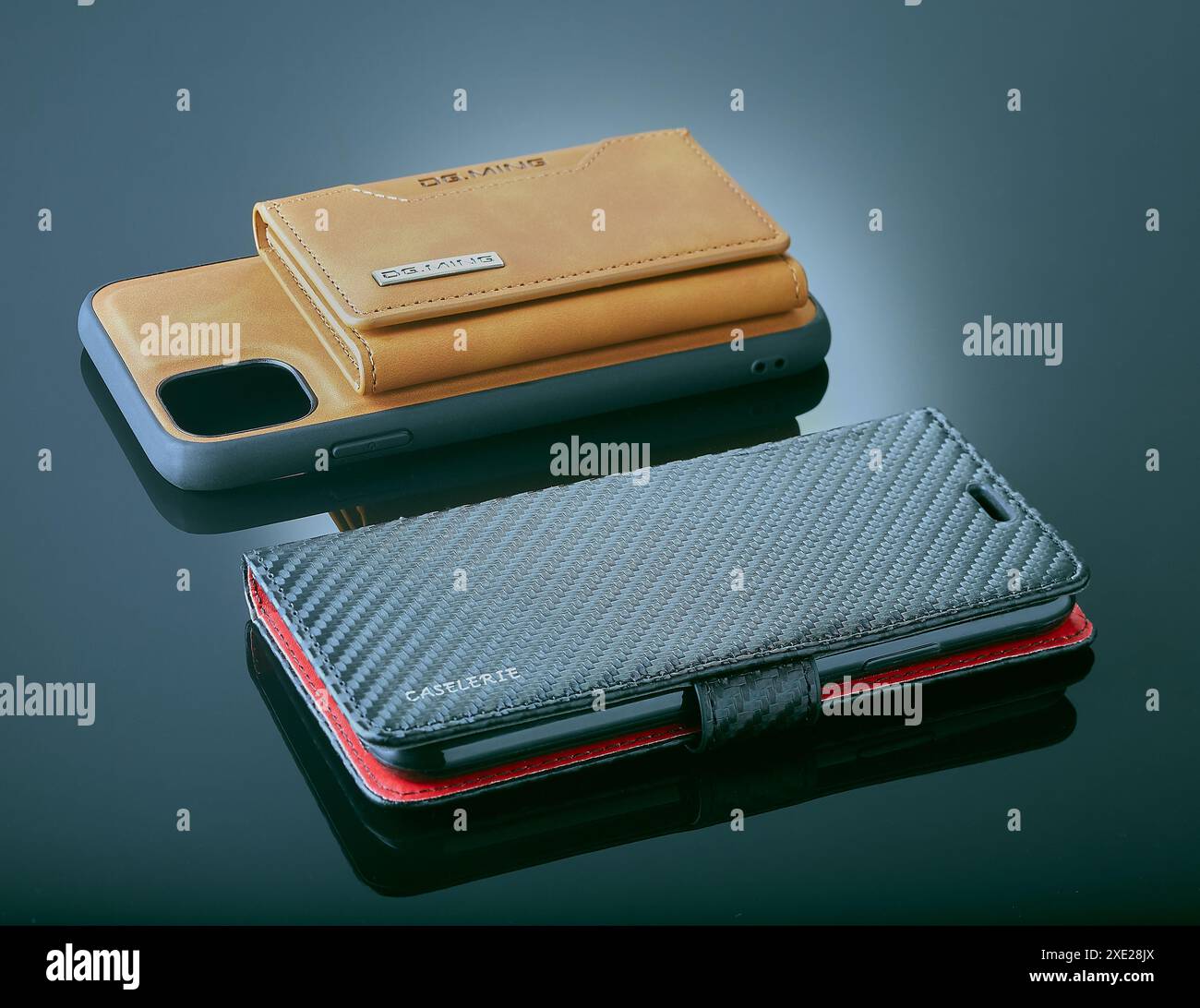 Mansfield,Nottingham,United Kingdom,26th June 2024:Studio product image of different brandy of mobile phone covers. Stock Photo