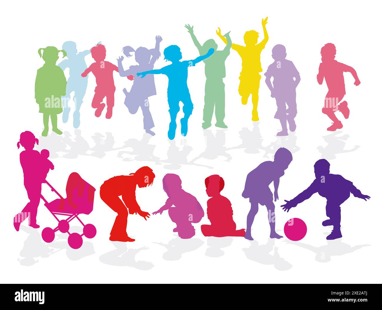 Children play and have fun, illustration Stock Photo