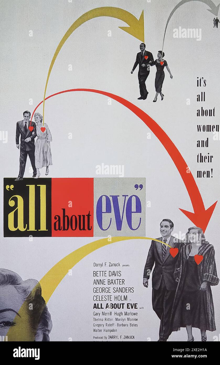 Viersen, Germany - May 9. 2024: Official original cinema film poster of drama movie All about Eve with Bette Davis from 1950 (focus on center) Stock Photo