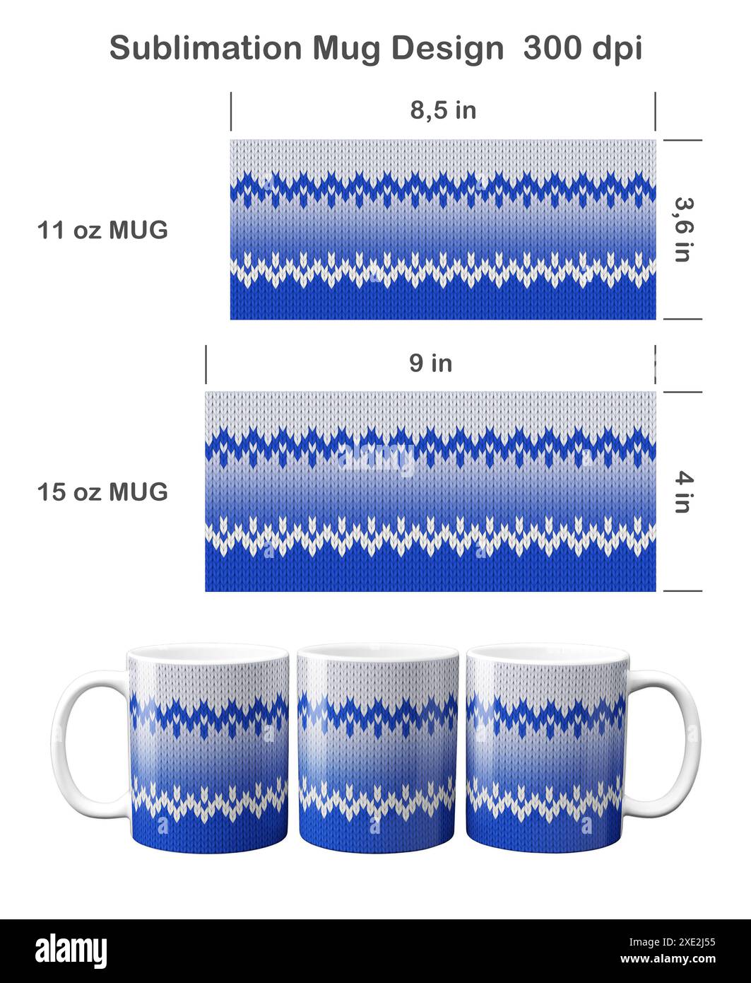 Knitted ombre pattern. Sublimation template for 11 oz and 15 oz coffee mug.  Sublimation illustration Stock Photo - Alamy
