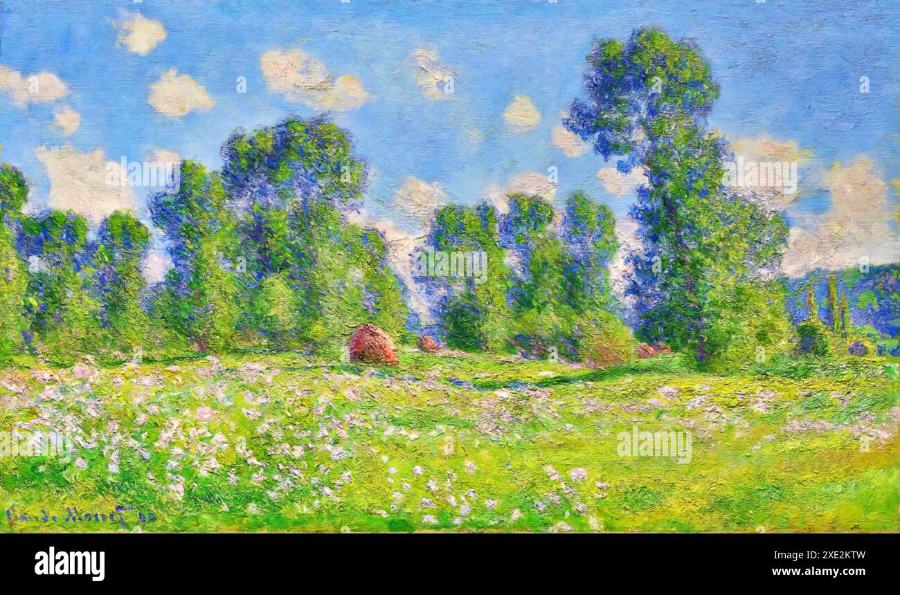 Effect of Spring, Giverny, 1890 (painting) by Artist Monet, Claude (1840-1926) French. Stock Vector