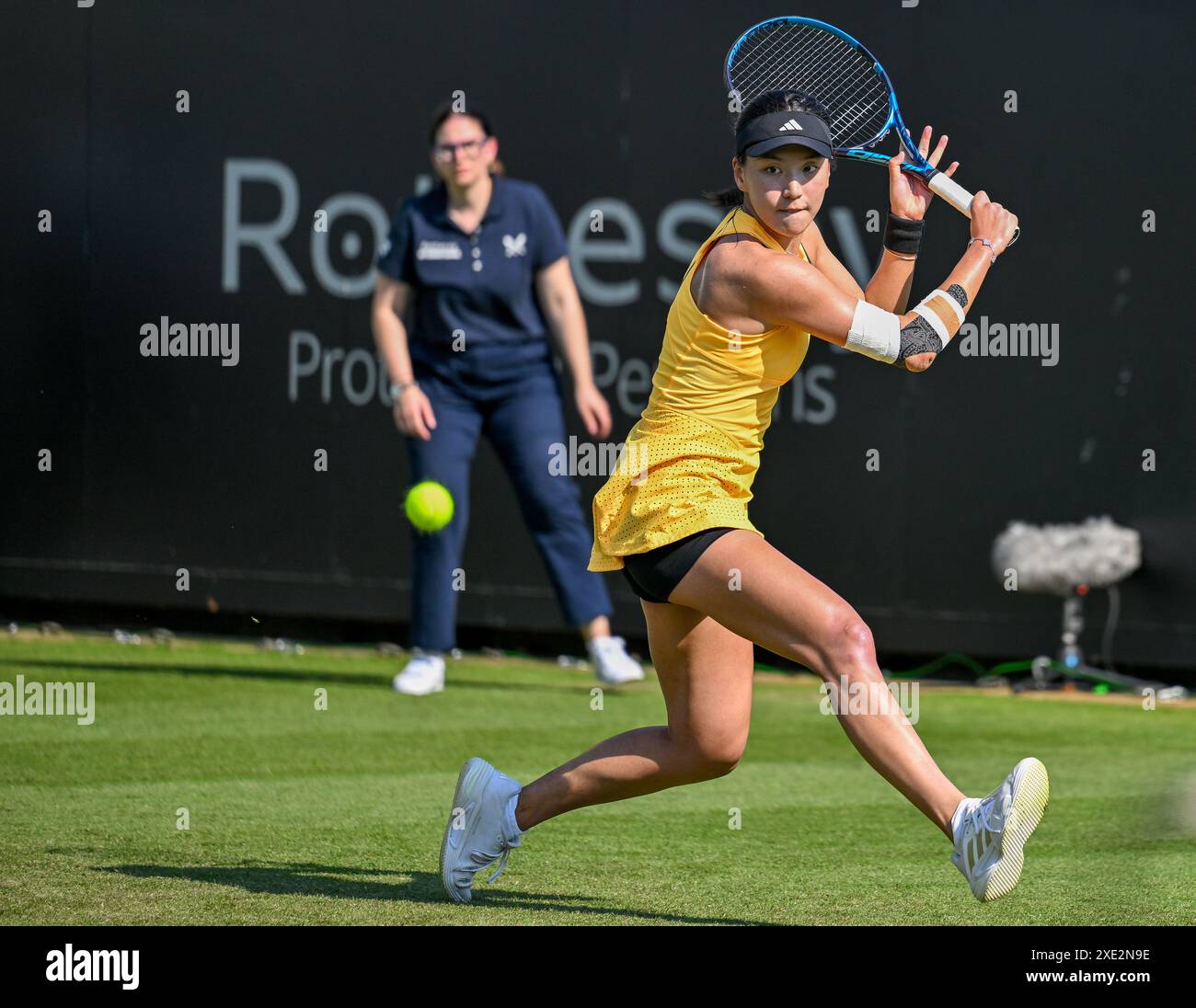 Eastbourne, UK, 25 June 2024. Daria KASATKINA beat Xinyu WANG (Pic) during the Rothesay International Tennis Tournament at Devonshire Park , Eastbourne, East Sussex, UK. Stock Photo