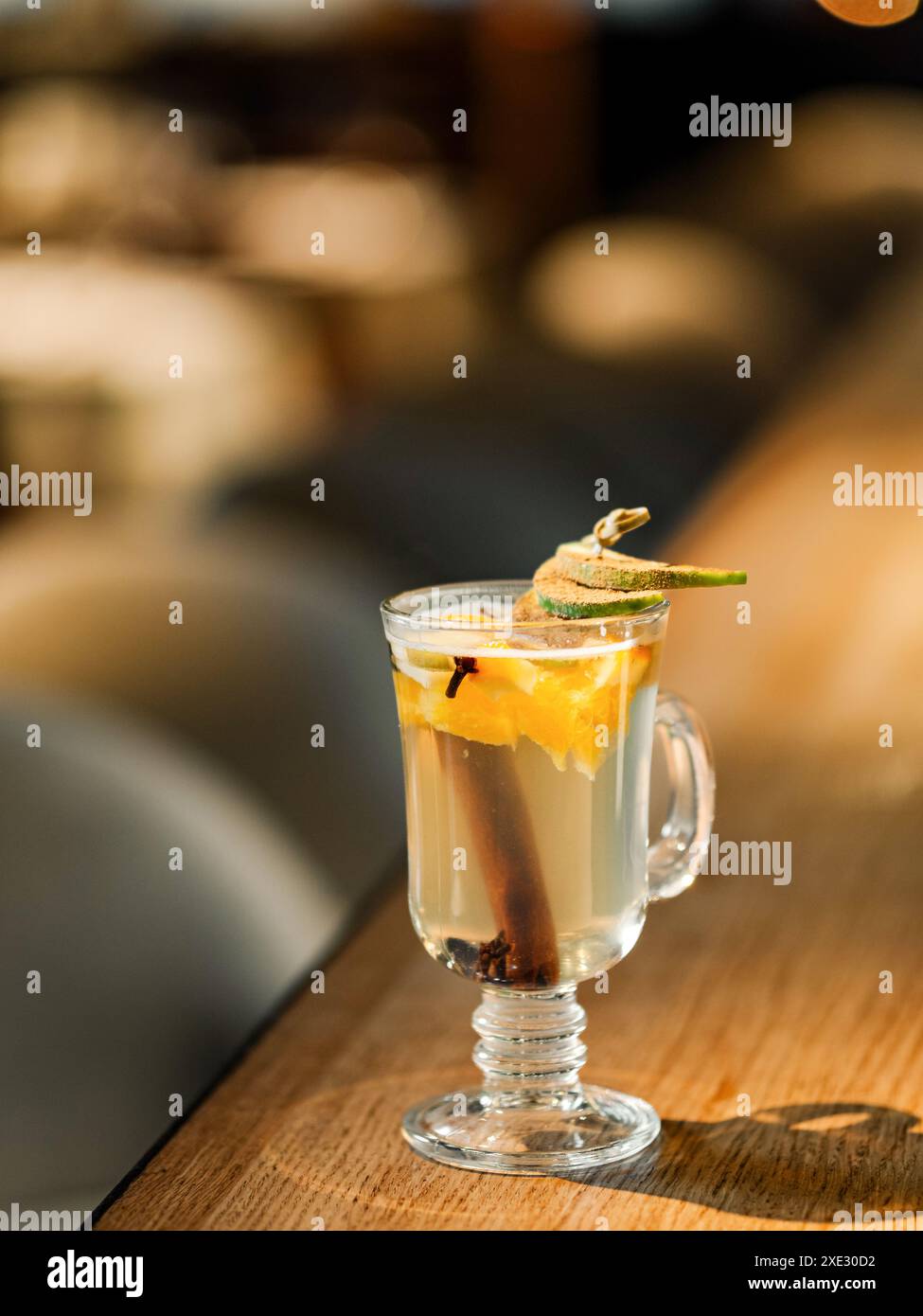 Mulled wine drink made from white wine Stock Photo