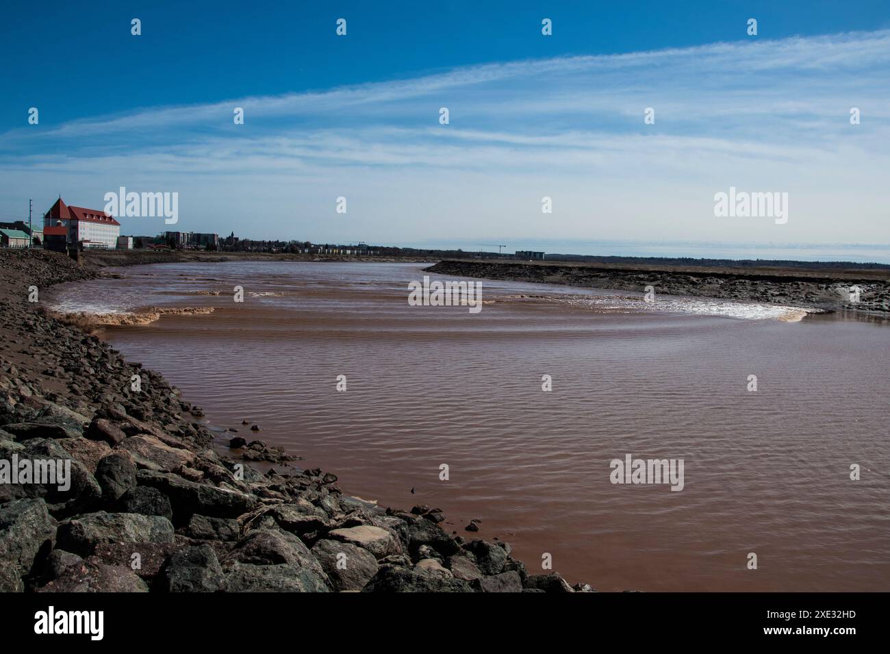 Tidal bore on the Petitcodiac River in Moncton, New Brunswick, Canada Stock Photo Alamy
