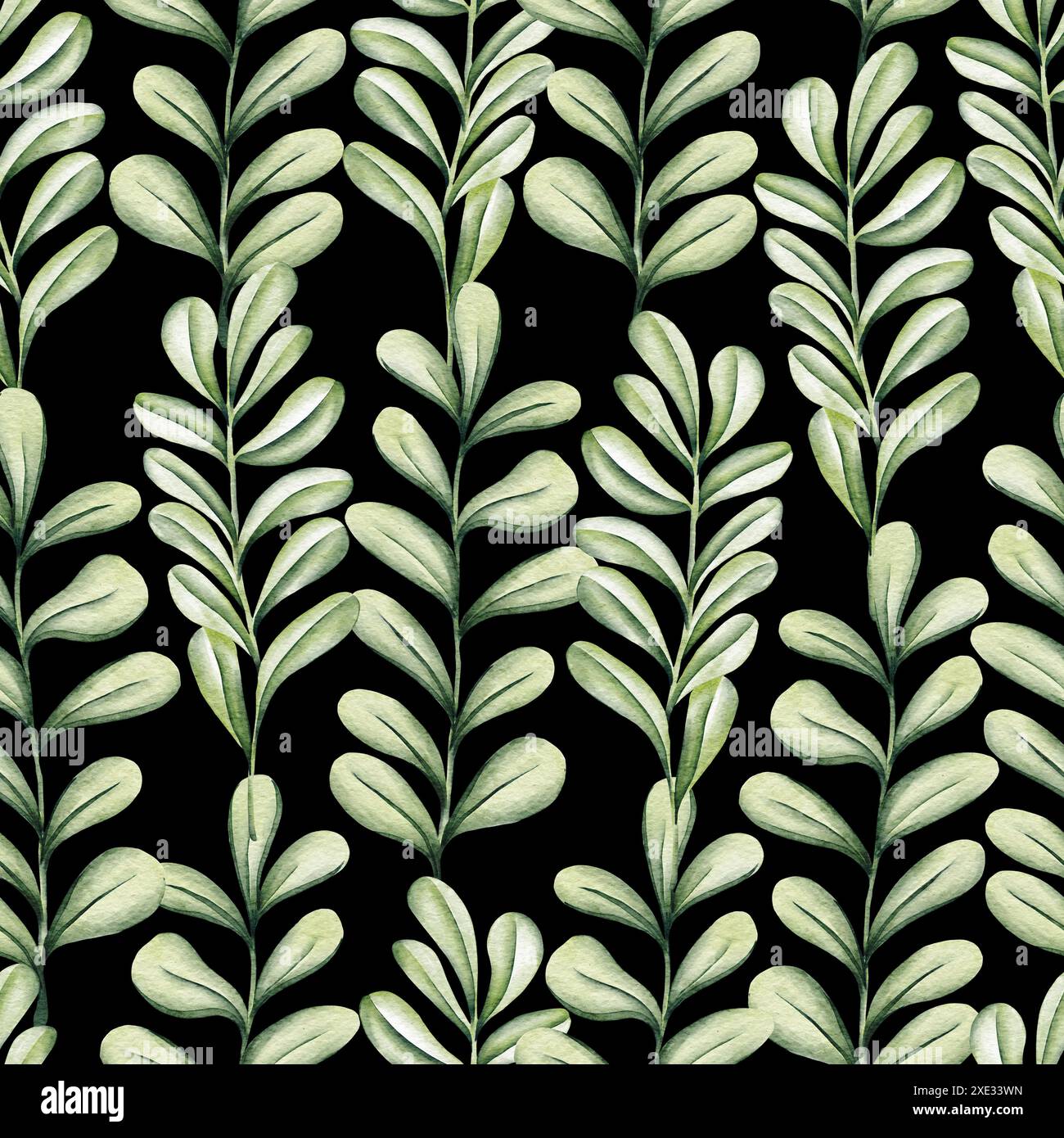 Seamless watercolor floral pattern - green leaves and branches ...