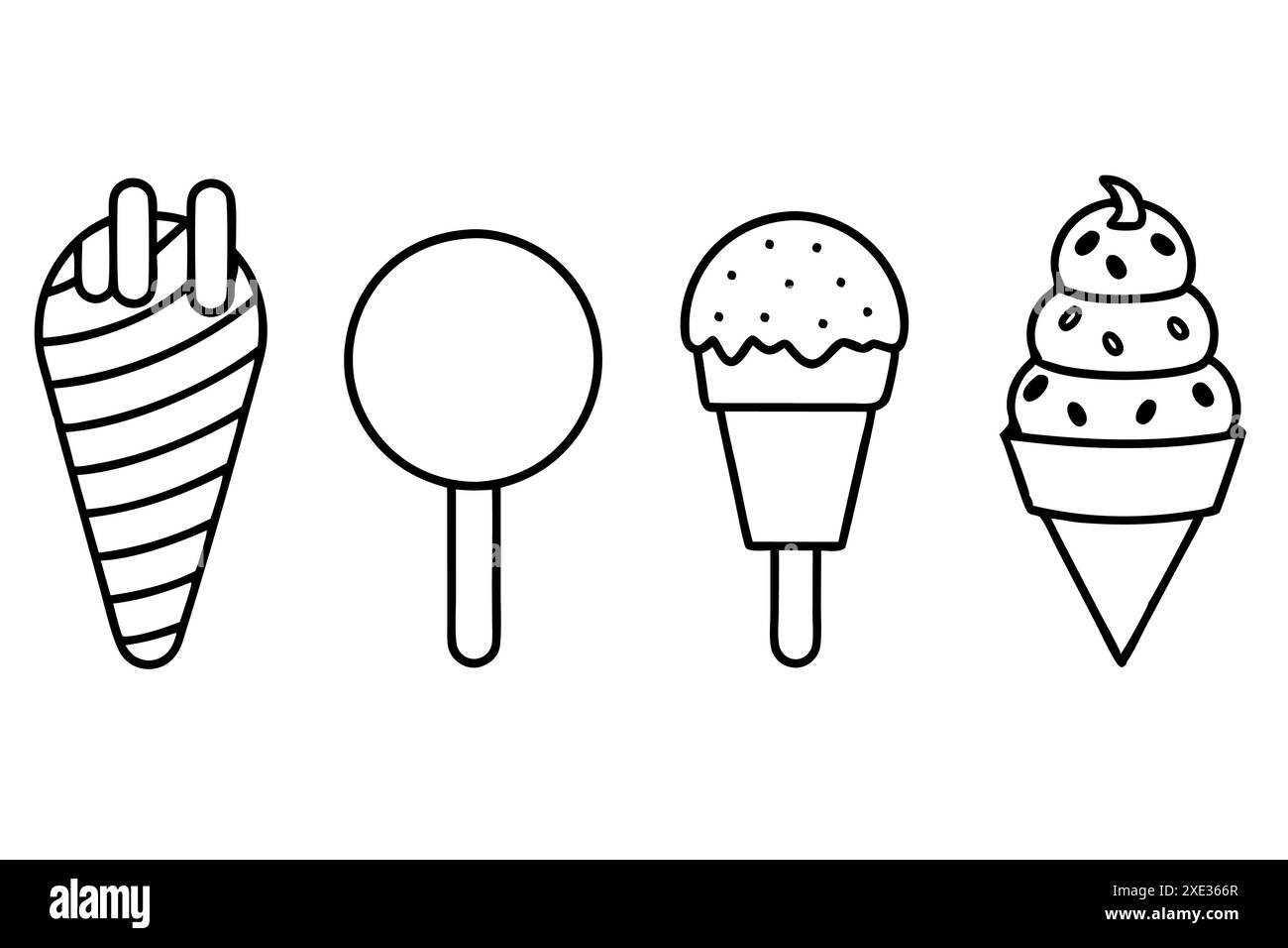 Ice Cream Line Art Minimalist Illustrations Stock Vector Image & Art ...
