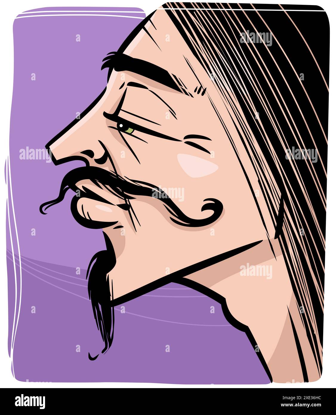 Vintage young man profile drawing illustration Stock Photo