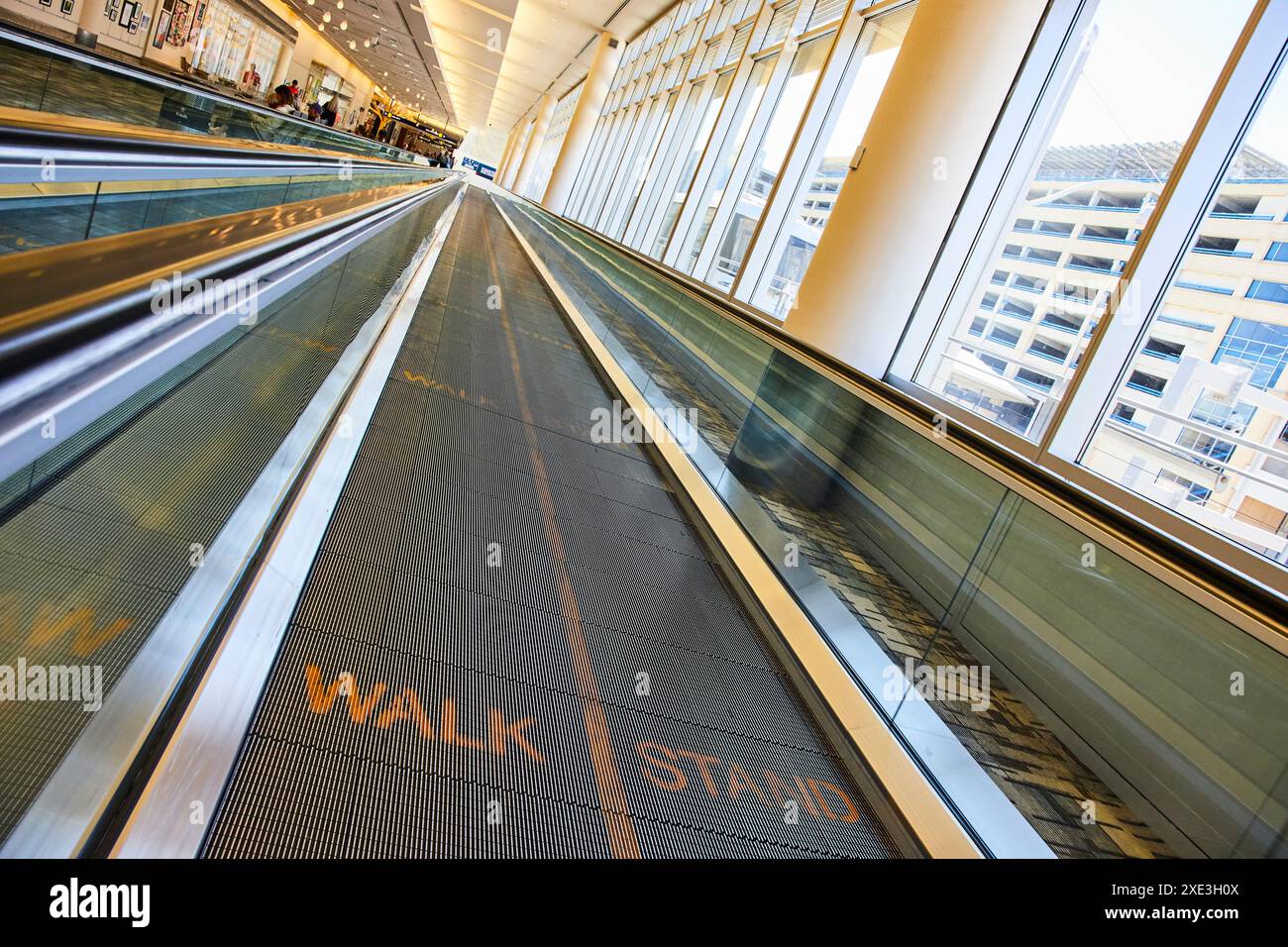 Dynamic Walkway Perspective in Modern Airport Terminal Stock Photo - Alamy