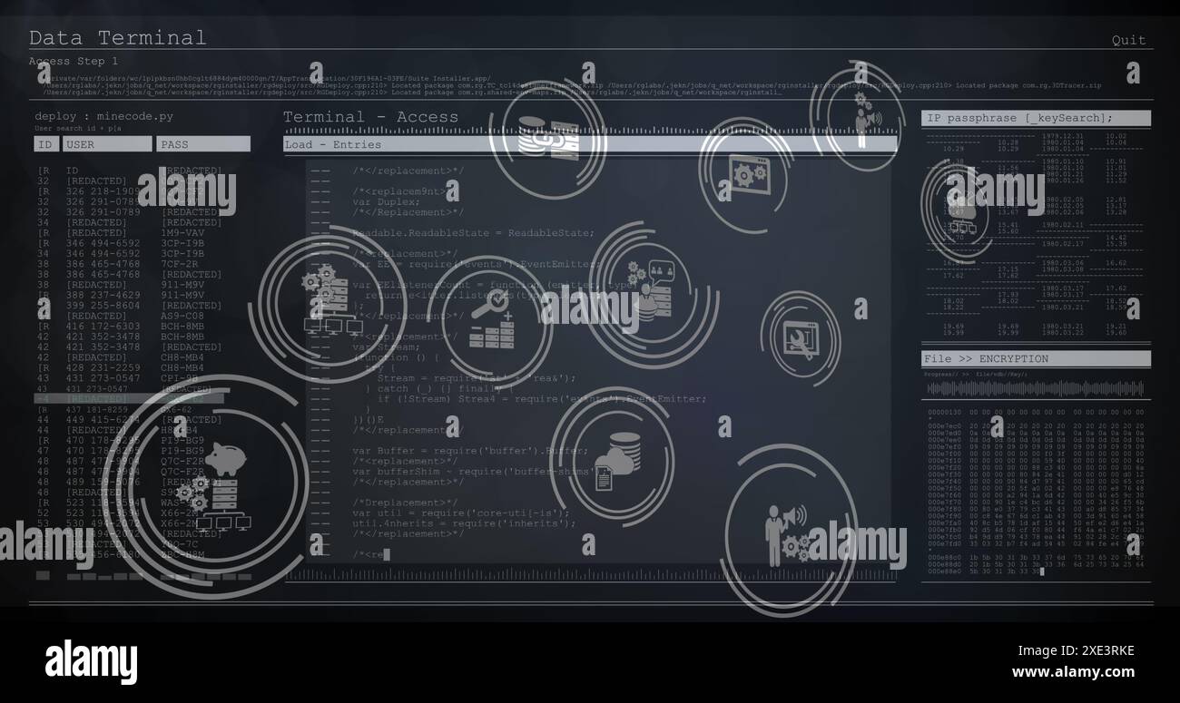 Image of multiple digital icons and data processing against blue background Stock Photo