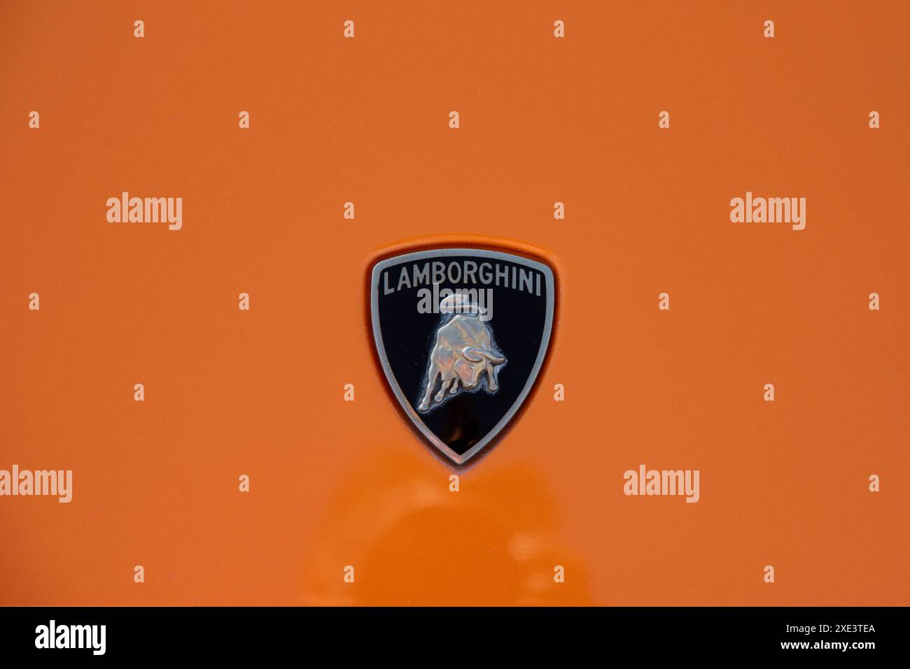 Nicosia Cyprus, September 29 2022 Antique logo of a luxury car. Front view of