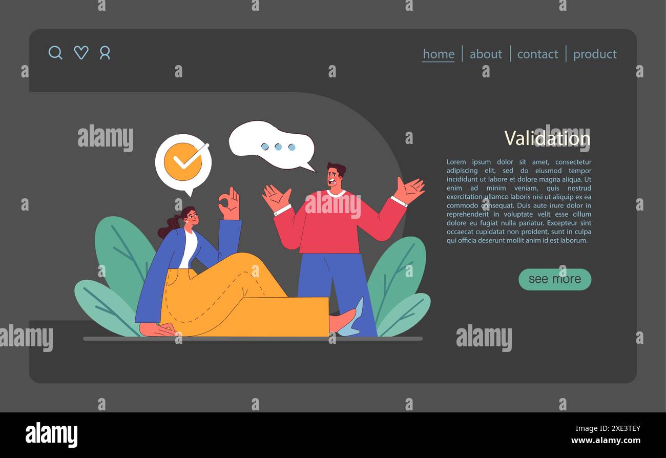 Active listening skill web banner or landing page dark or night mode ...
