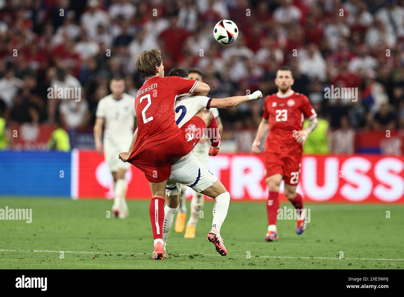 Joachim Andersen (Denmark)Sasa Lukic (Serbia) during the UEFA Euro ...