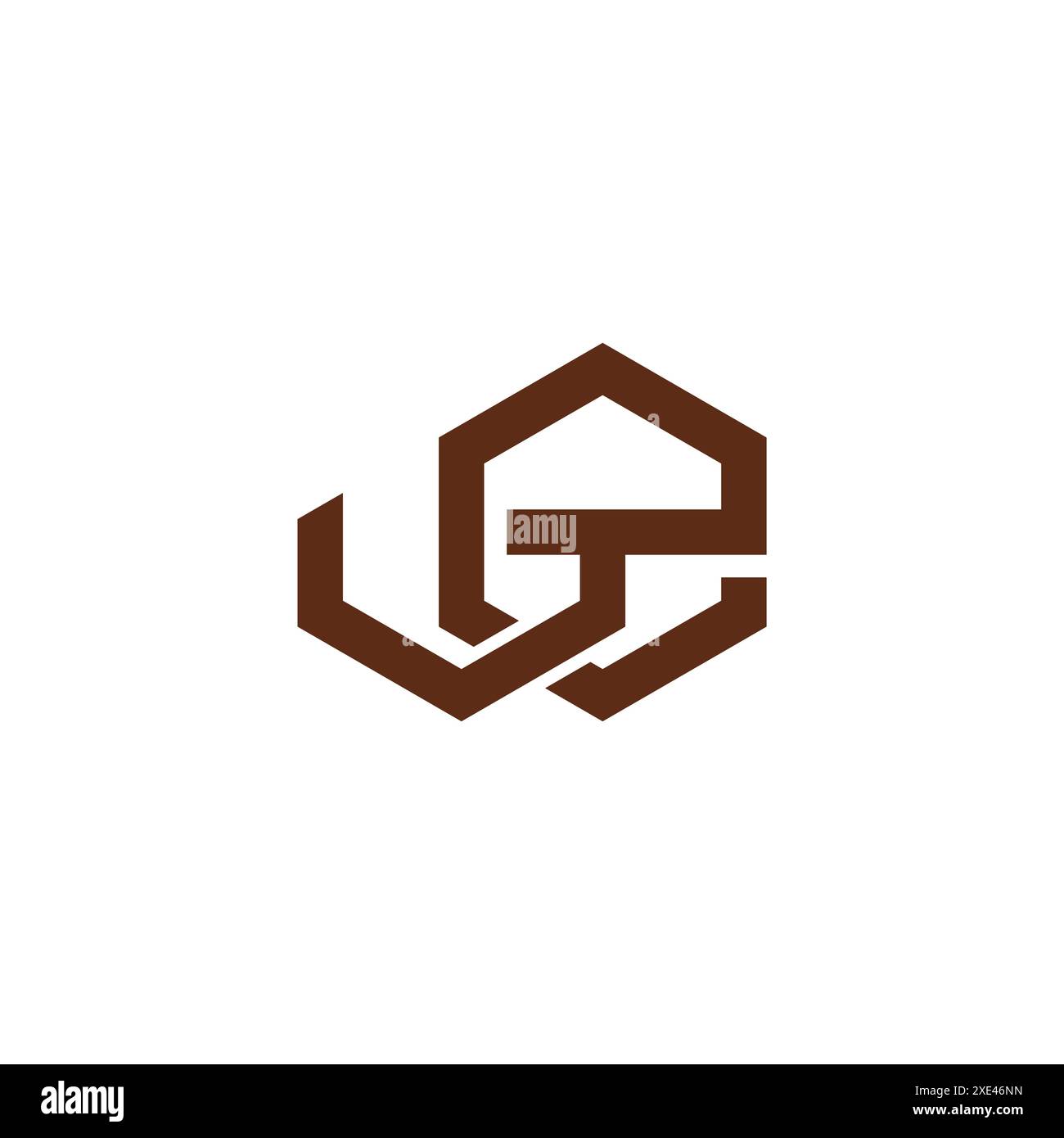 letter ew linked hexagon simple logo vector Stock Vector