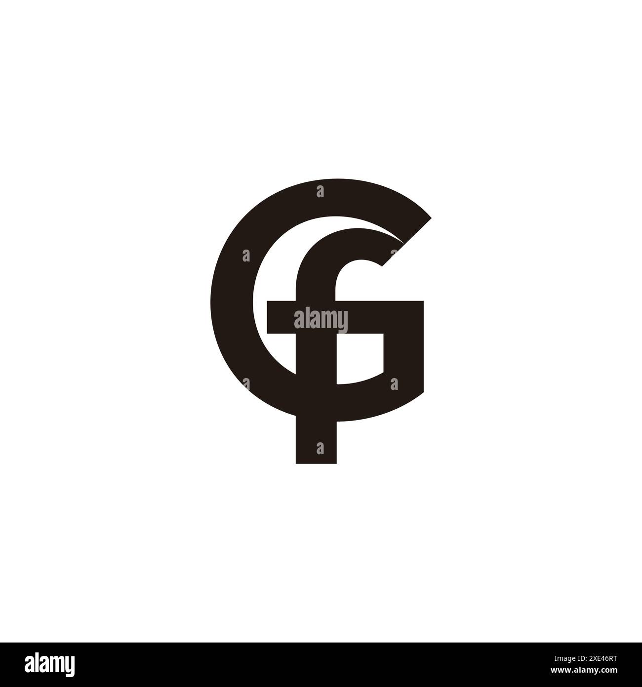 letter gf linked bold font simple logo vector Stock Vector
