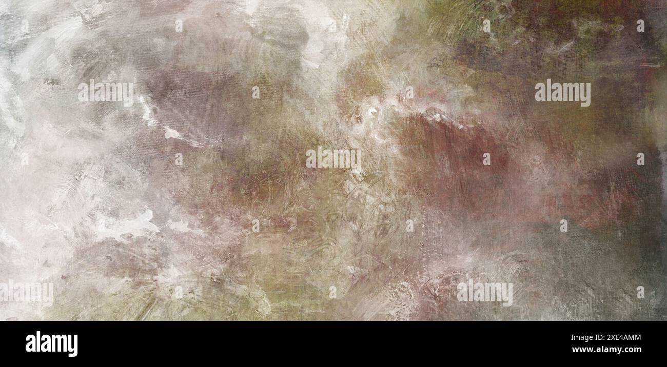 Painting hand made, impasto thick, transparent, oil and acrylic brushwork, sky clouds Stock Photo