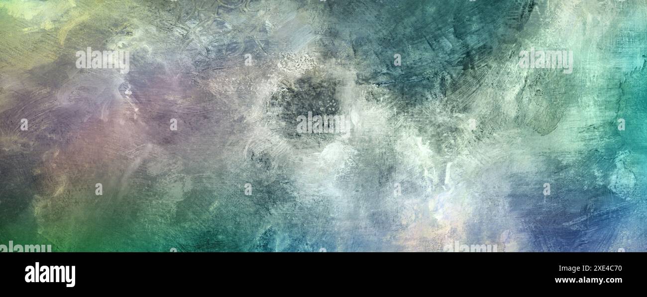 Painting hand made, impasto thick, transparent, oil and acrylic brushwork, sky clouds Stock Photo