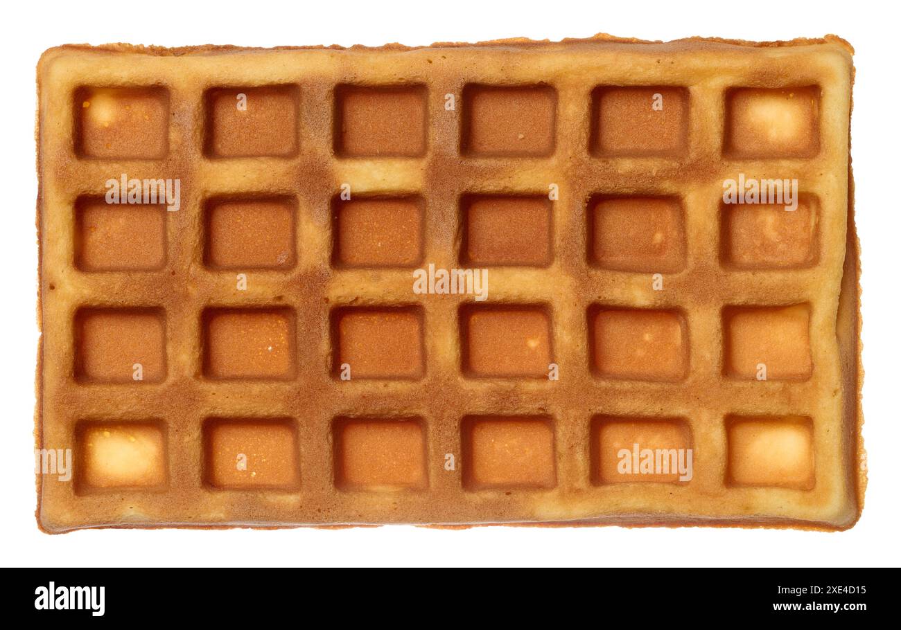 Rectangular baked Belgian waffle on isolated background Stock Photo