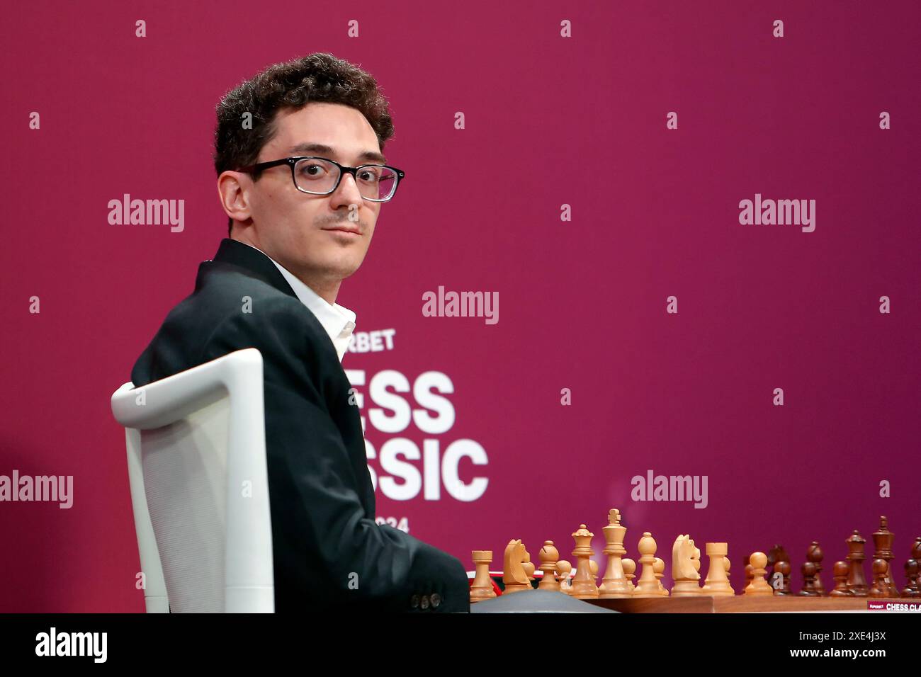 Bucharest, Romania. 25th June, 2024. Chess player Fabiano Caruana of