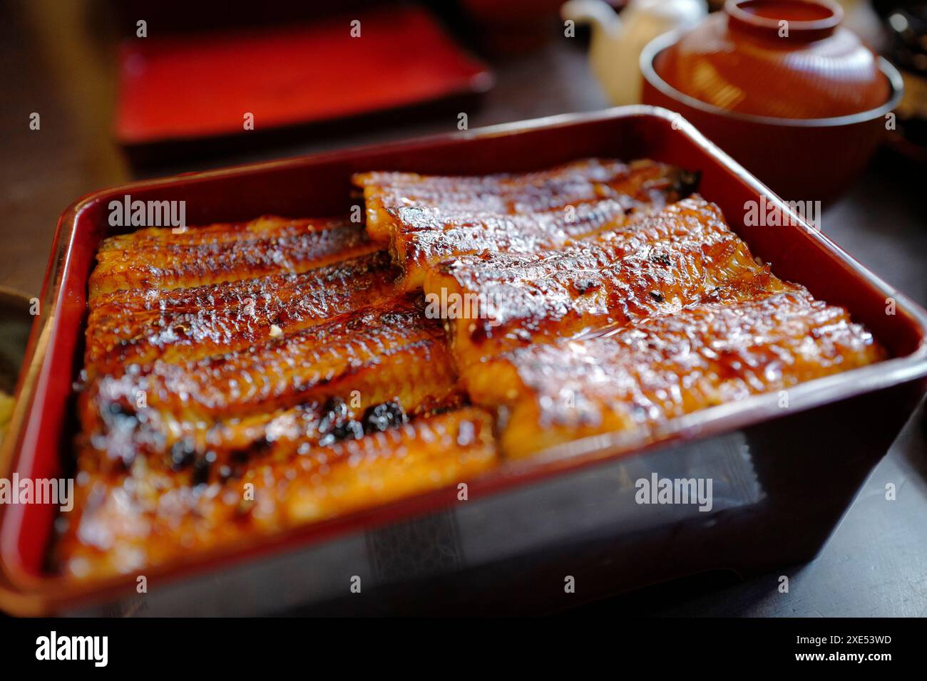 Unaju (rice topped with eel) Stock Photo