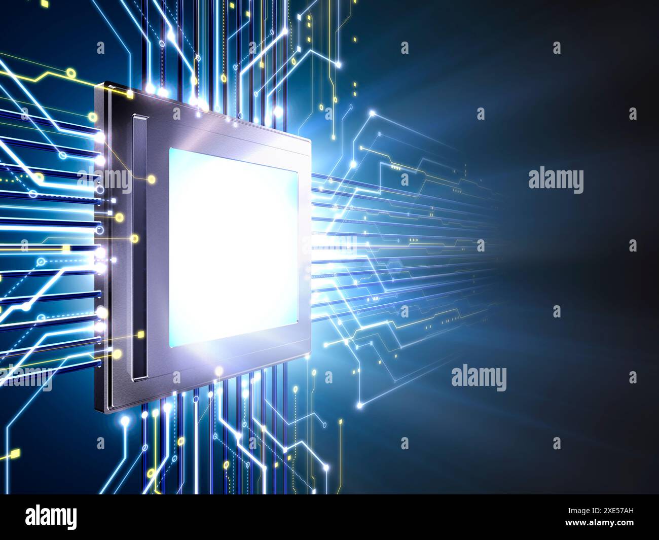 Integrated circuit device emitting light Stock Photo