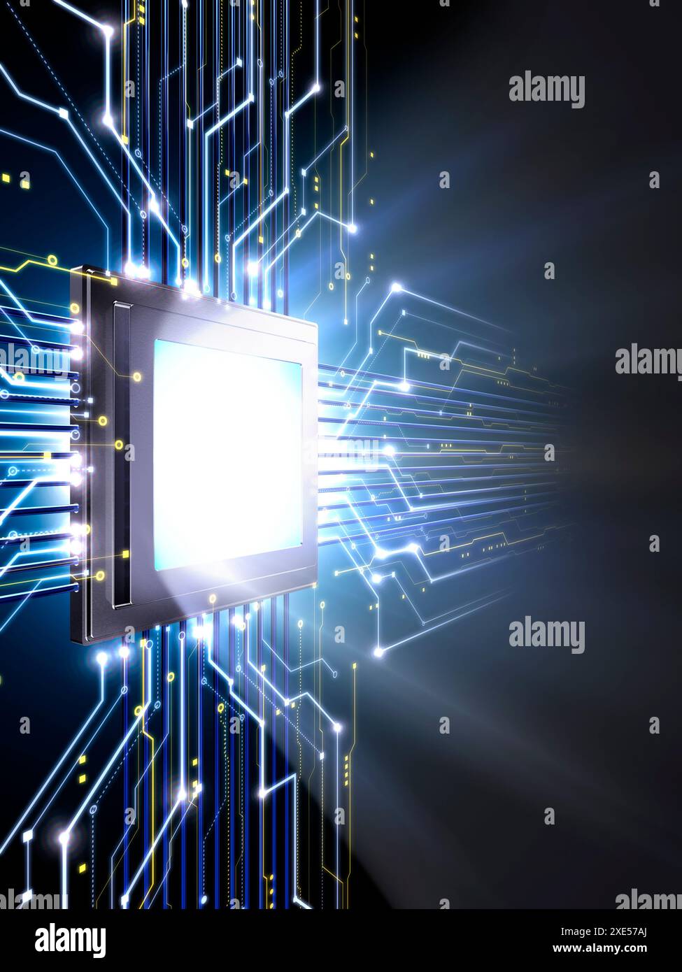 Integrated circuit device emitting light Stock Photo