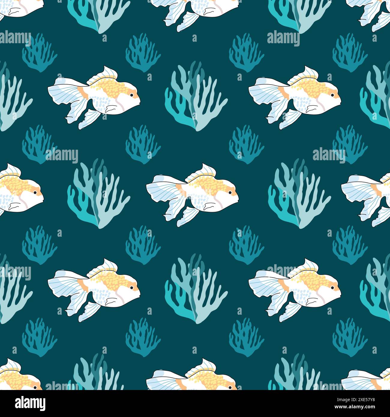 Seamless background pattern corals and fish illustration Stock Vector ...