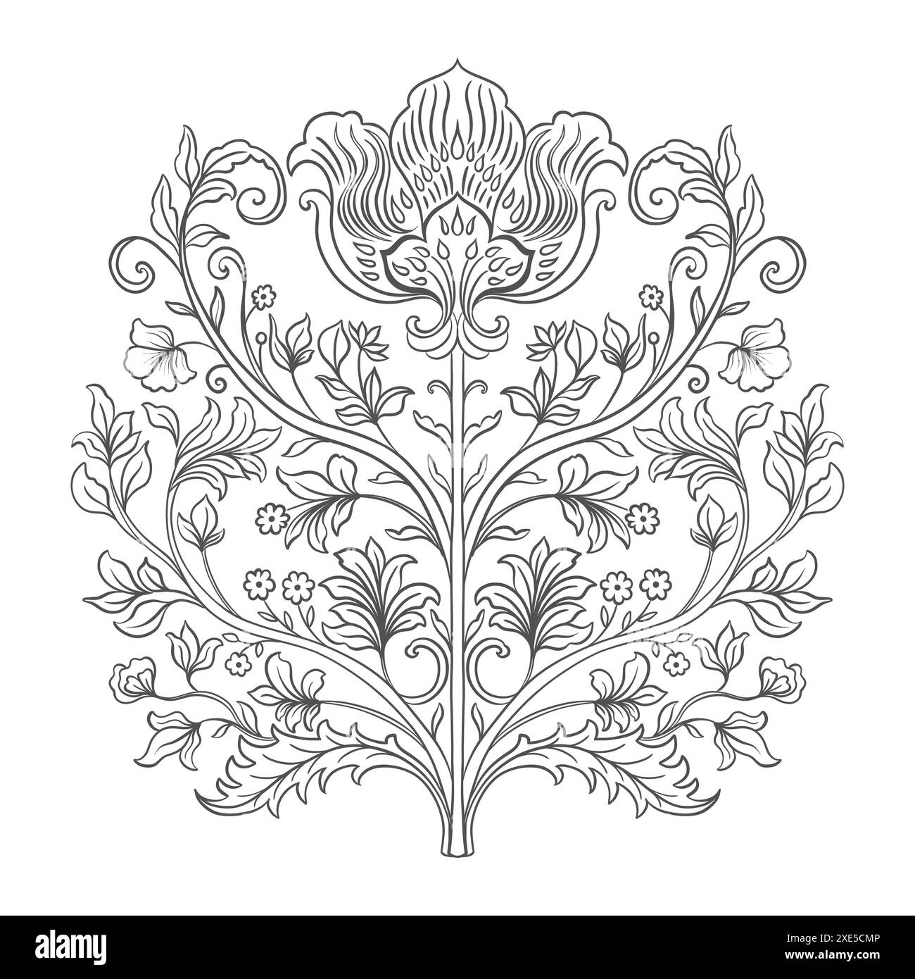 Mughal Art is a traditional bunch flower of floral ornaments. A line ...