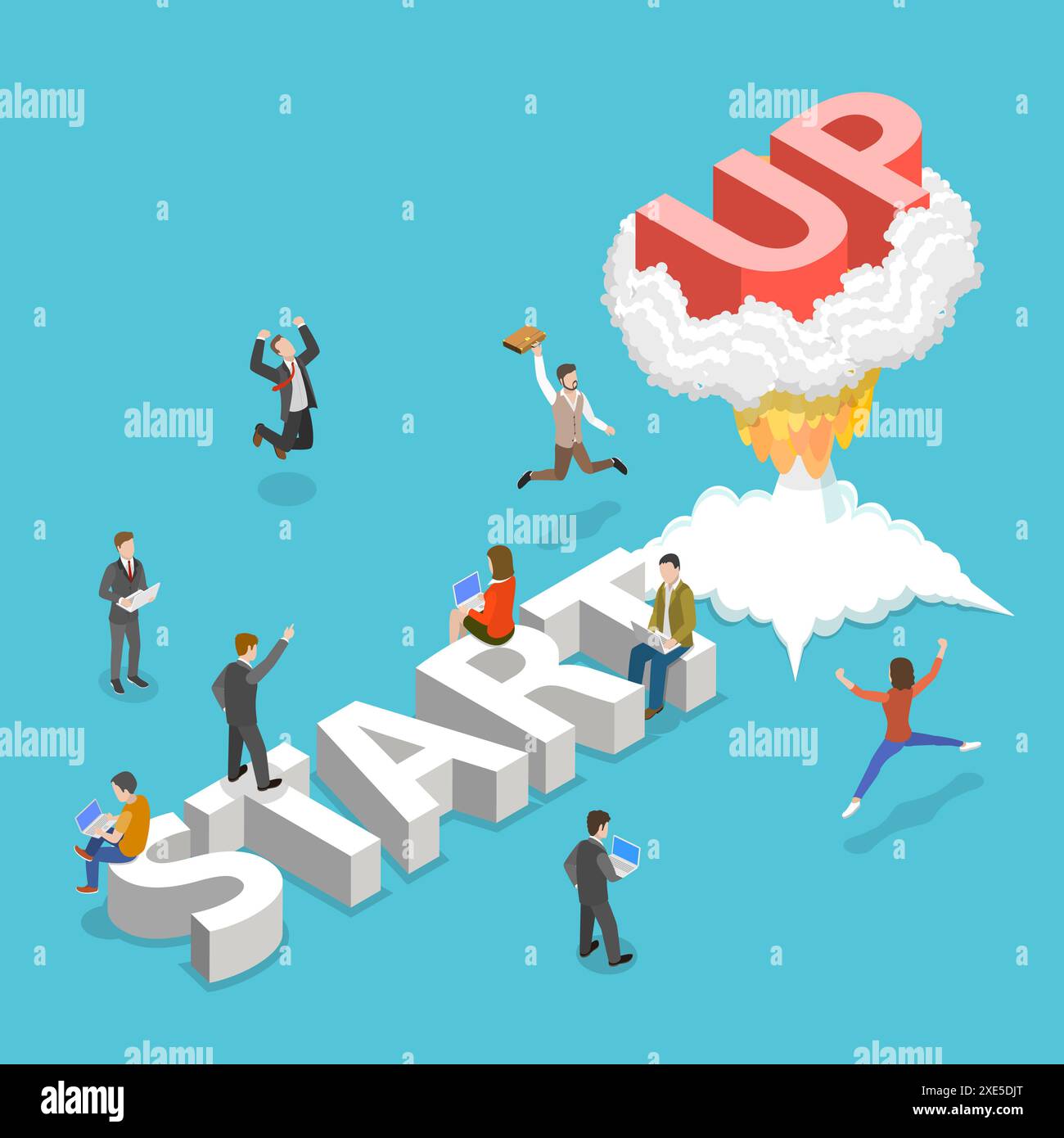 New business startup flat isometric vector concept Stock Photo - Alamy