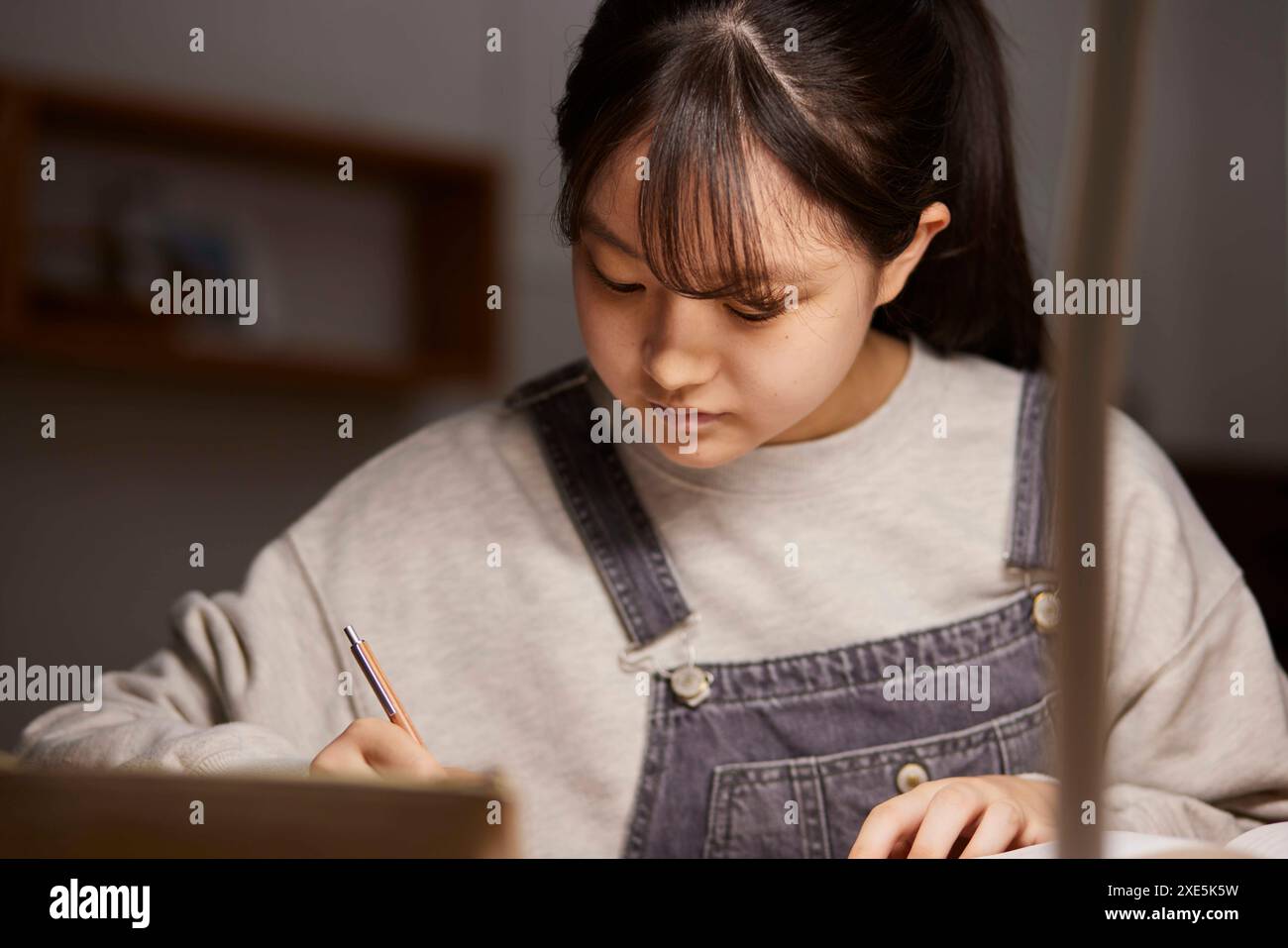 High school girl studying for an exam in her room Stock Photo - Alamy