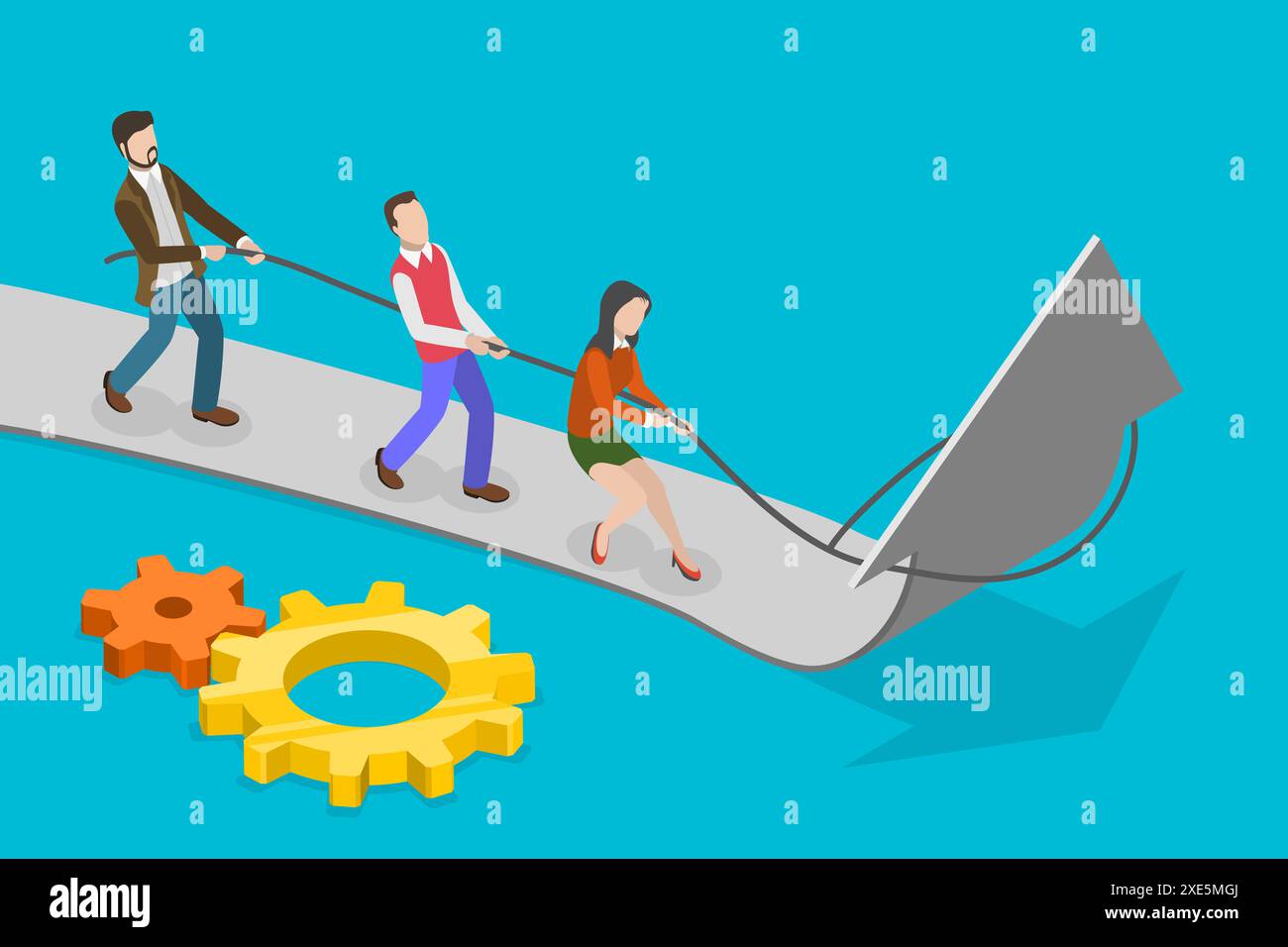 3D Isometric Flat Conceptual Illustration of Teamwork And Cooperation ...