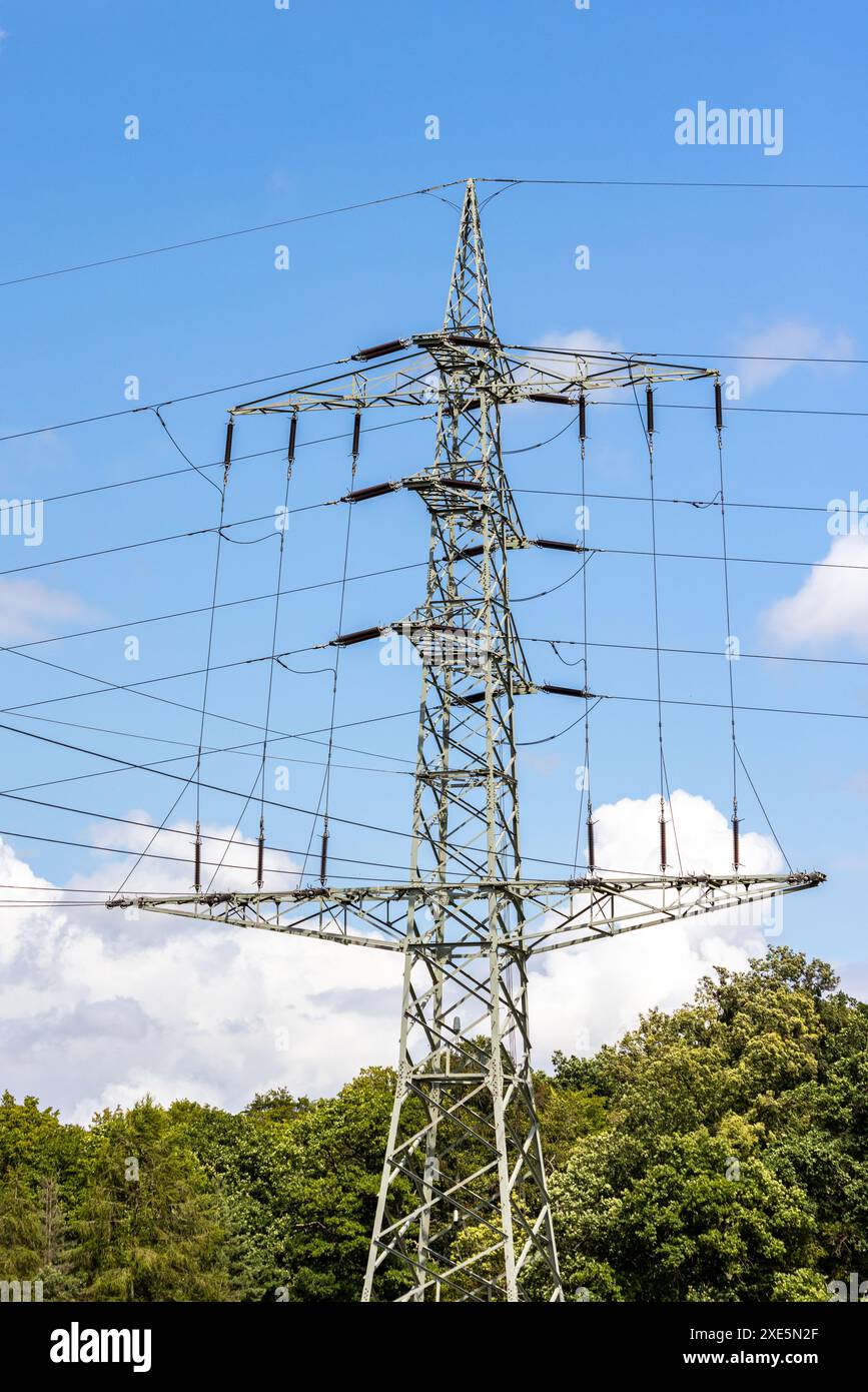 Power transmission High-voltage line Overhead line Stock Photo