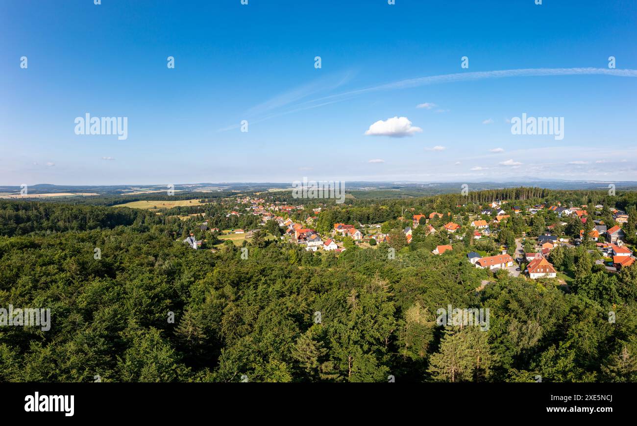 Aerial photograph Friedrichsbrunn town of Thale Stock Photo