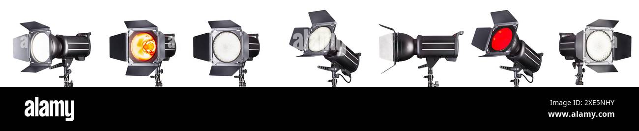 Photography studio flash isolated on white background with lamp ...