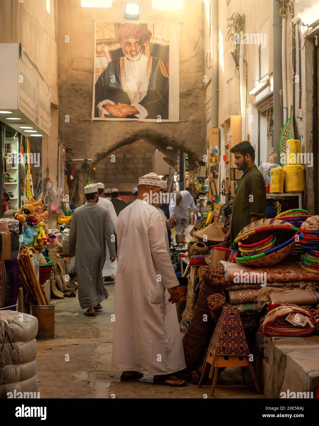 Traditional cattle market in Nizwa Souq.Friday morning peoples gather in Nizwa market before Eid. also known as a Friday market and hapta souq. Stock Photo