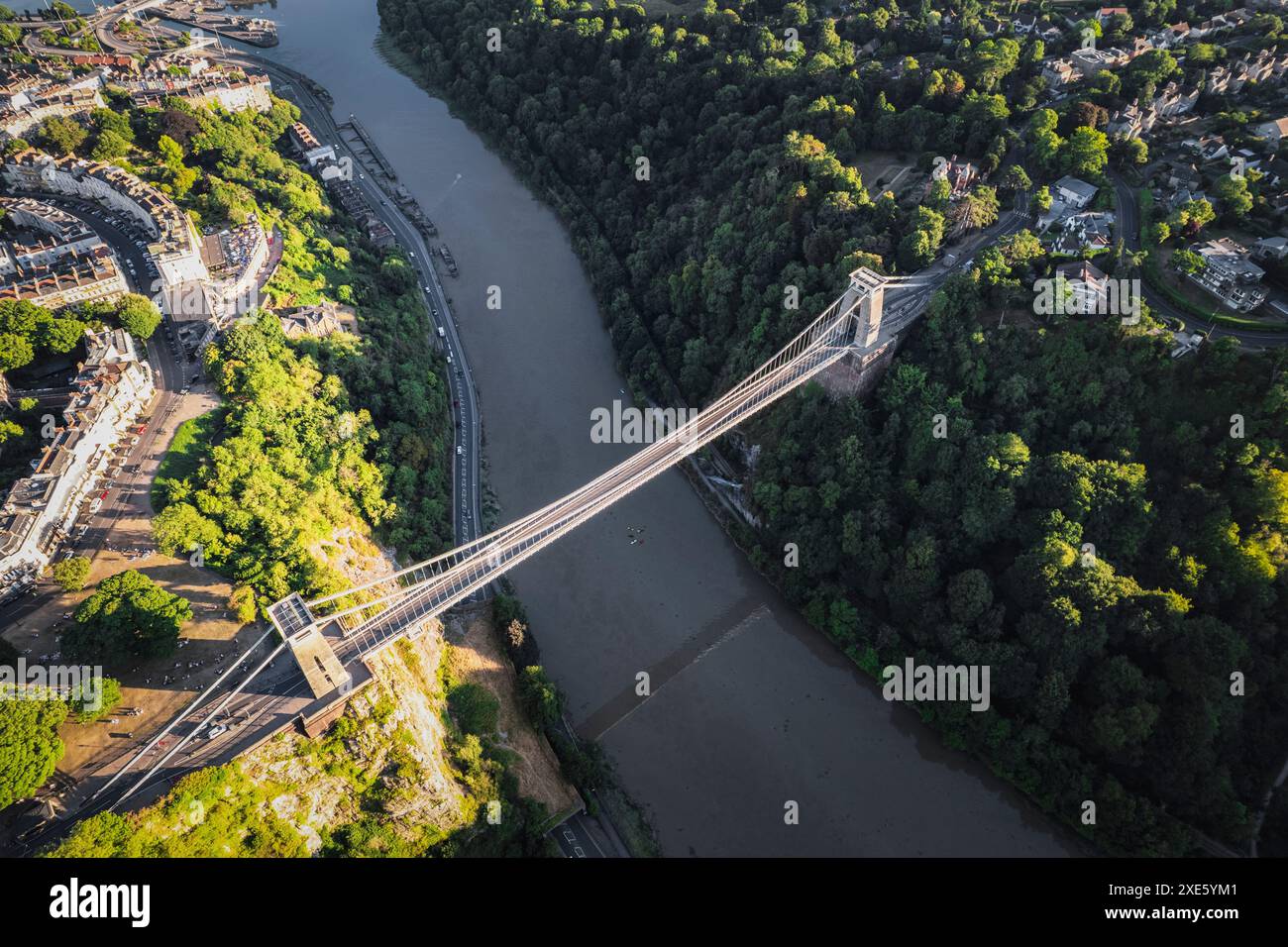 An aerial view of the Clifton Suspension Bridge in Bristol, UK Stock ...