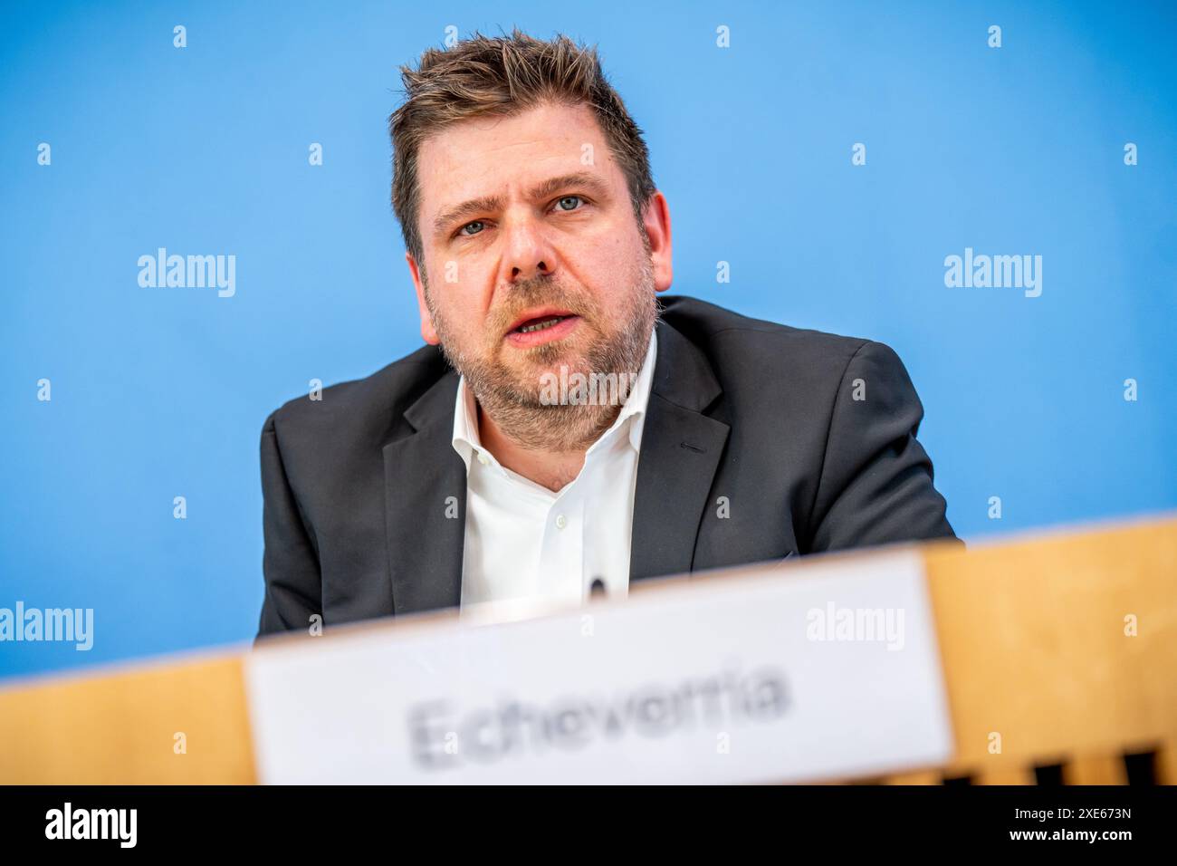 Berlin, Germany. 26th June, 2024. Axel Echeverria, spokesperson for the ...