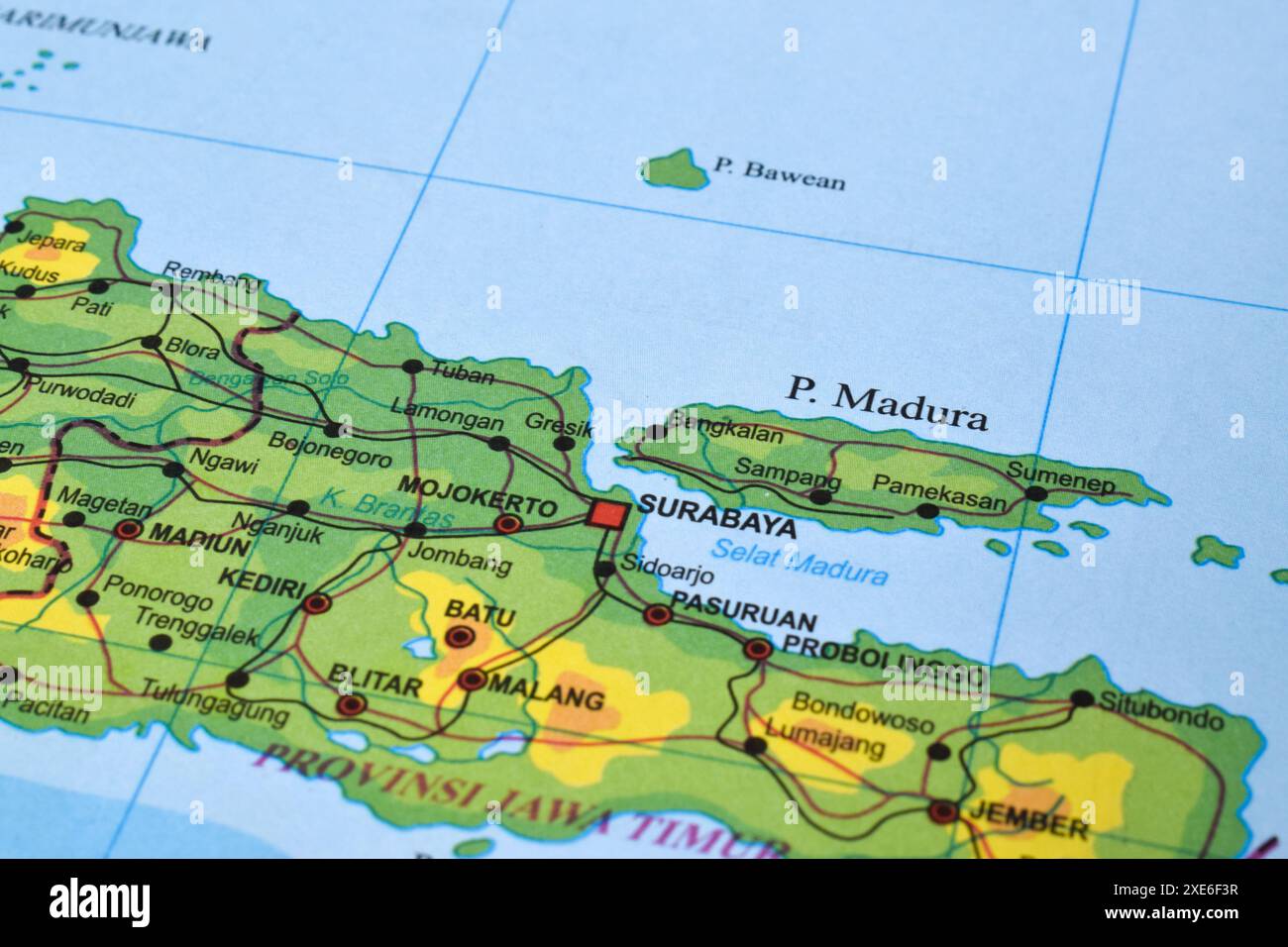 Map of Surabaya, is the capital of East Java Province, Indonesia Stock ...