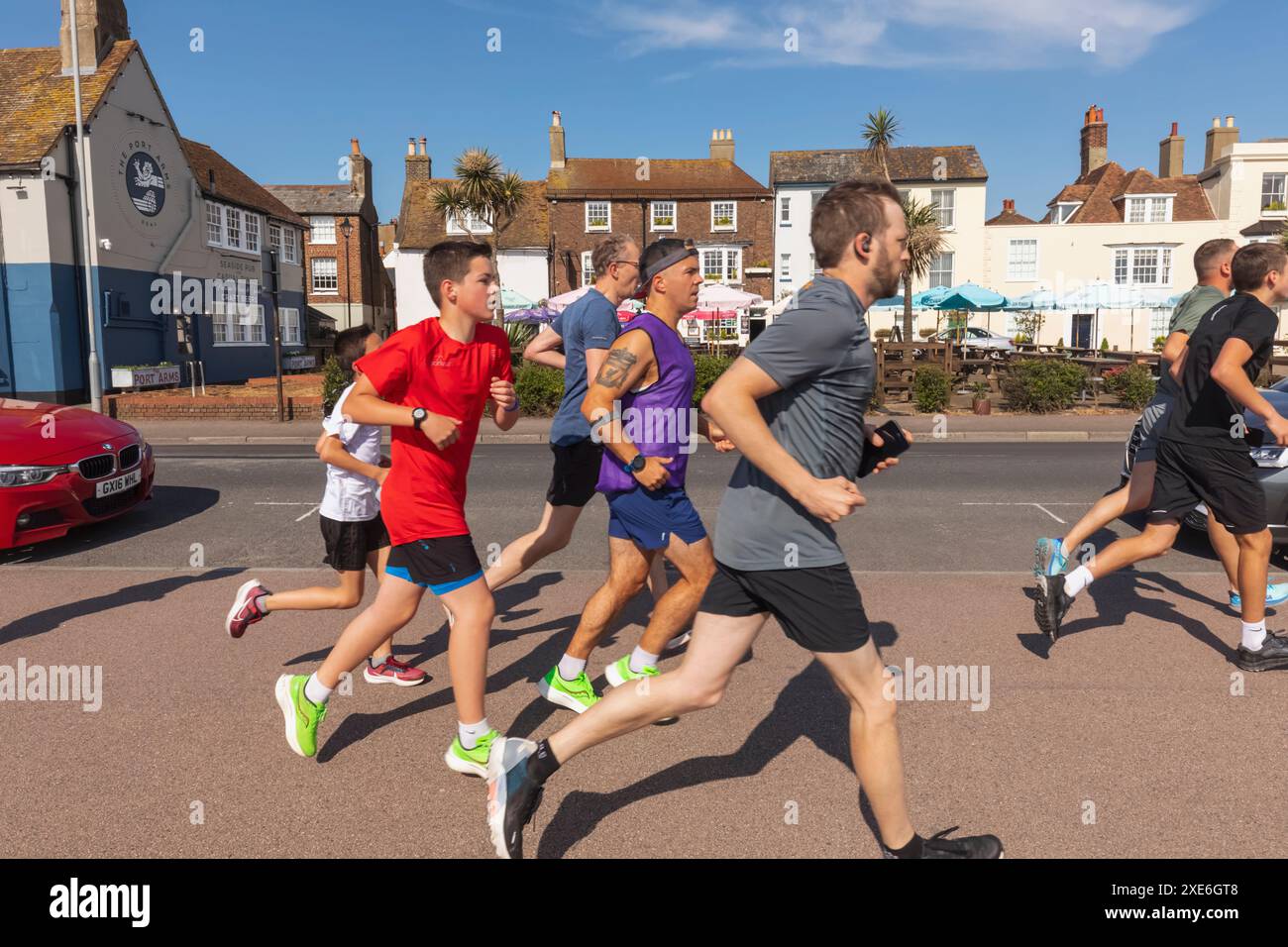 England, Kent, Deal, Group of Charity Runners Stock Photo