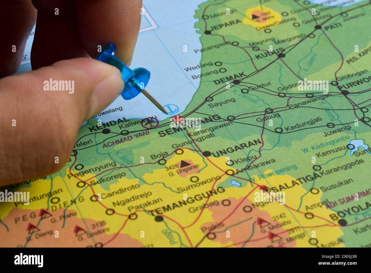 Pin on Map Semarang, is the capital of the province of Central Java, Indonesia Stock Photo