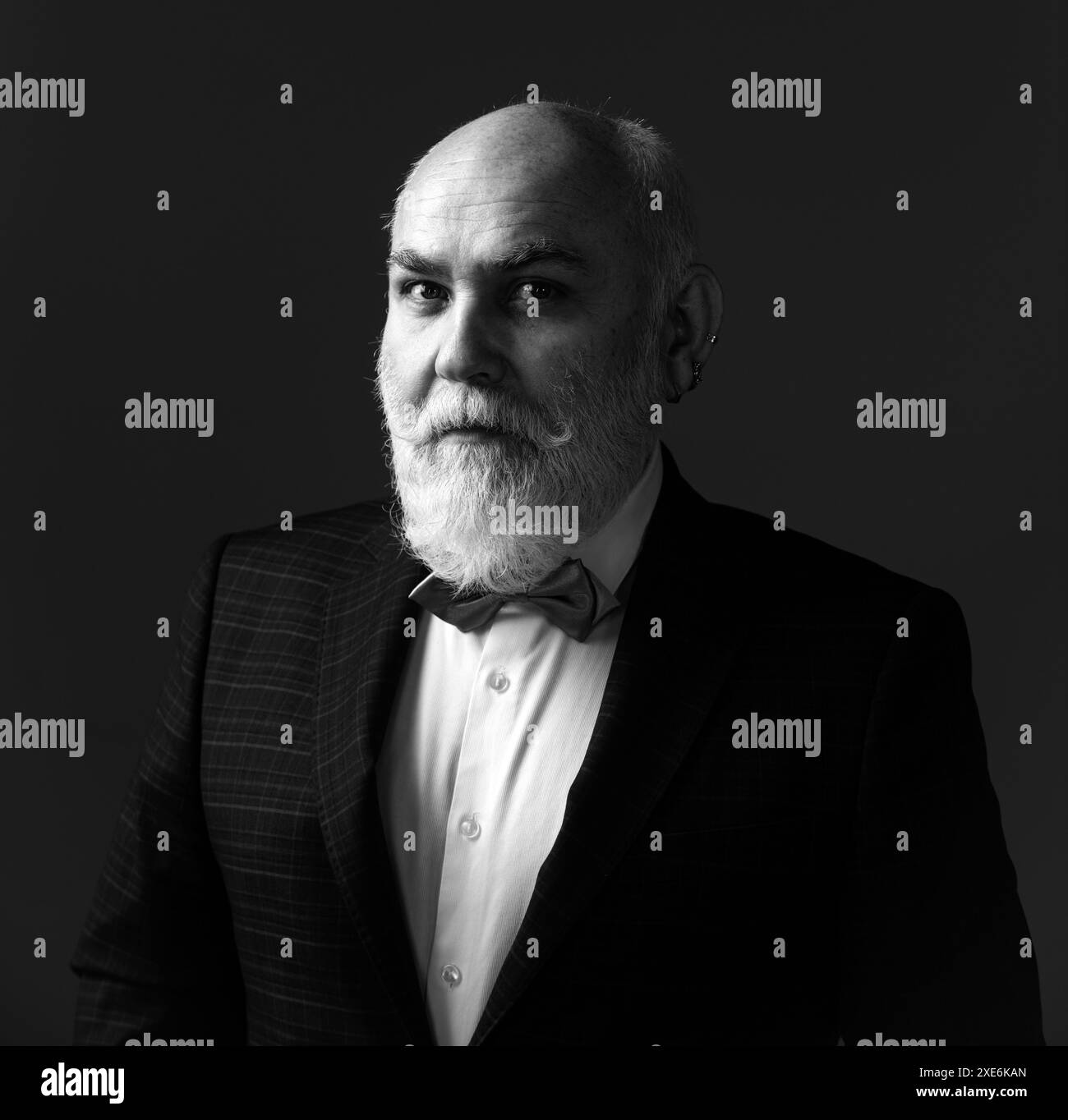 Closeup middle aged businessman Black and White Stock Photos & Images ...