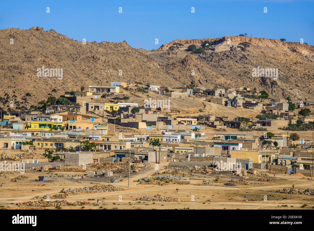 View over the town of Dekemhare along the road from Asmara to Qohaito, Eritrea, Africa Copyright: MichaelxRunkel 1184-11969 Stock Photo