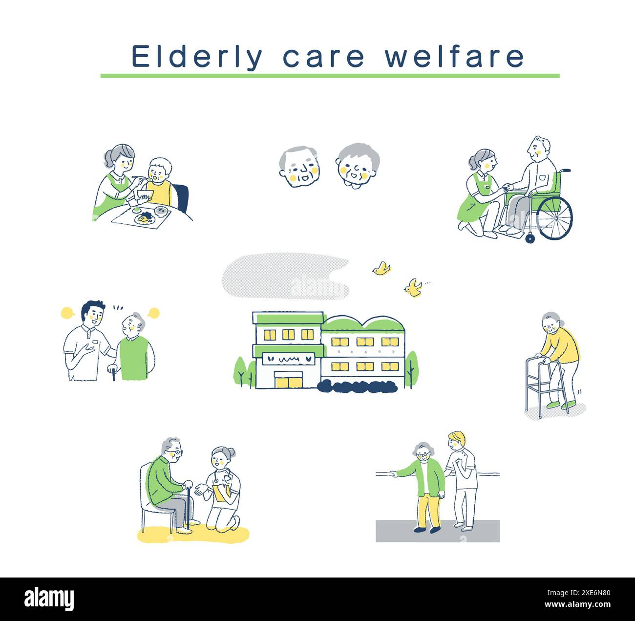 Various care and welfare images Set Stock Photo