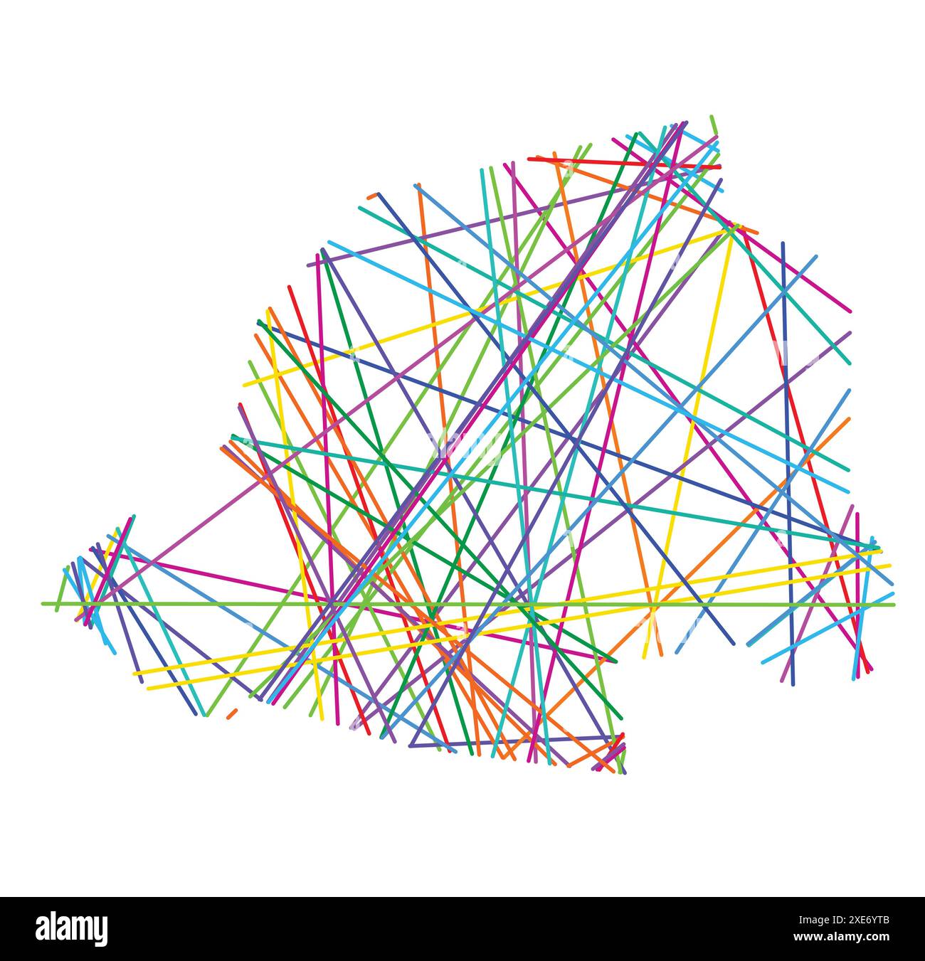 Abstract map of the Vatican City - Abstract Map Of The Vatican City Showing The Country With Random Crossing Colored Lines Like A Spider Web 2XE6YTB